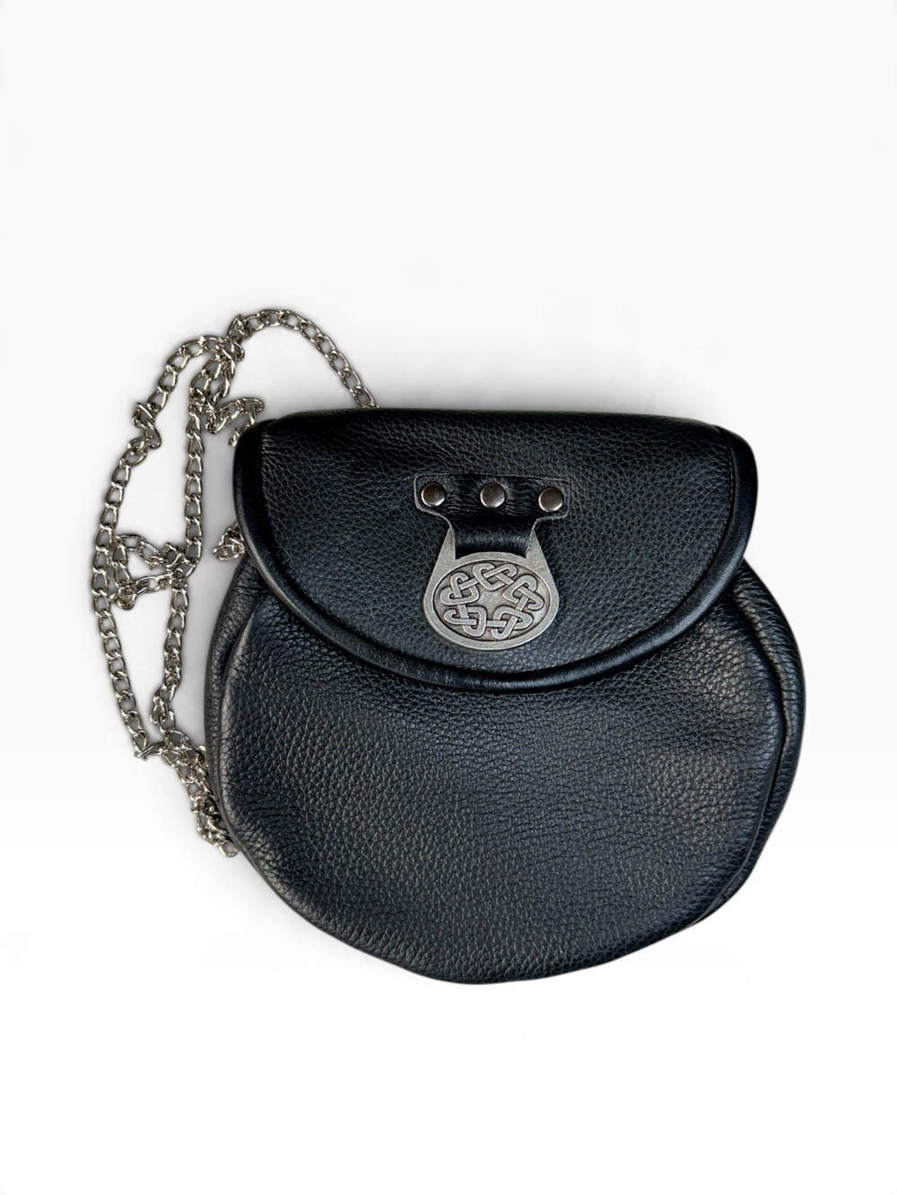 Scottish Celtic Black Leather Sporran Pouch